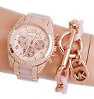 Michael Kors Watch Women's Wristwatch Mk6763 Blair Chronograph Ip Rose Gold New