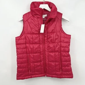 NWT New York & Co Full Zip Puffer Vest Jacket Front Pockets Watermelon Small - Picture 1 of 5