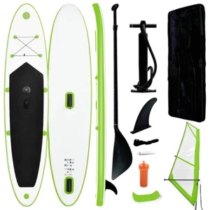 Aufblasbares SUP-Board mit Segel Set Grün und Weiß - Bild 1 von 11