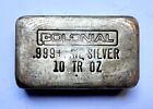 10 Oz. Poured Silver Bar By Engelhard - Vintage Colonial Refining .999+