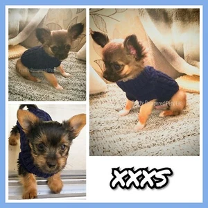 XXXS Tiny Puppy Size Knit Coat Pet Chihuahua Clothes Dog Navy Colour Jumper Navy - Picture 1 of 6