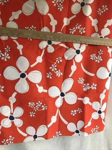 Peter Pan Fabrics Cotton Bold Orange Flower Print 70s Mod 3 Yds x 44” Textured - Picture 1 of 11