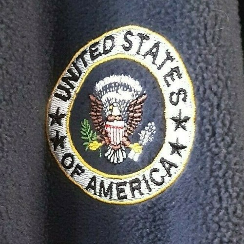 VETEMENTS Giacca comoda pile uomo vintage Dimco blu navy morbida calda taglia XL tasche zip USA