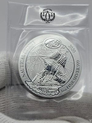 2020 Mayflower 1 oz .999 Fine Silver Nautical Ounce Rwanda African Mint - Image 1 of 4