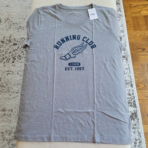 New! J. Crew Women's "Running Club" Collector’s Gray Cotton T Shirt NWT BJ089 - Picture 1 of 18