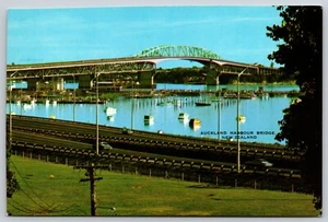 Postcard New Zealand Auckland Harbour Bridge Waitemata Westhaven NZ UNP Chrome - Bild 1 von 2