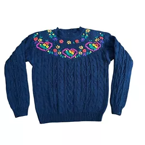 Kaine & Co. nuovo vintage Maglione maglia bambina taglia M (10/12) maglia cavo floreale nuovo senza etichette - Foto 1 di 4