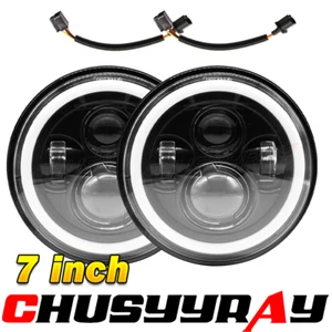 For Kenworth T2000 1997-2011 Pair 7" Inch Round Halo LED Headlights Hi/Lo DRL - Picture 1 of 11