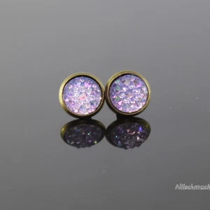 Damen lila Harz Bronzefarbene  Ohrring/ Ohrstecker 10mm Modeschmuck - Bild 1 von 1