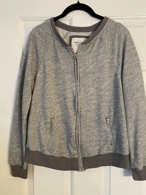 Abercrombie And Fitch Grey Zip Up Sweatshirt Juniors Size Large - Image 1 of 4