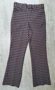 Vtg 60/70s Sears Big Men's Shop Blue Plaid Double Knit Flare Pants W32 x L33 - Picture 1 of 7