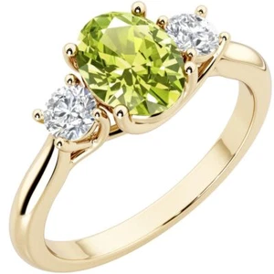 Peora 14K Yellow Gold Oval Peridot Ring , Size 4 - Picture 1 of 5