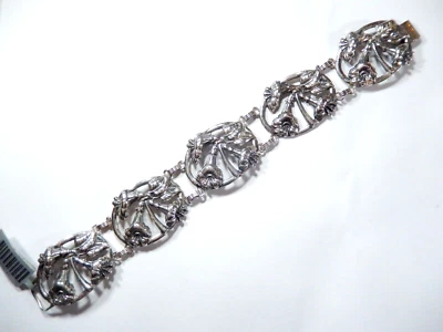 Vintage DANECRAFT Sterling Silver 925 FLOWER Repousse Oval Panel Bracelet 26 Gr - Image 1 of 4