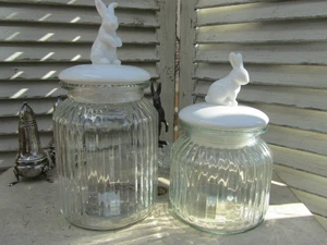 Aufbewahrungsdose Glasdose Hase Ostern weiß - Bild 1 von 3