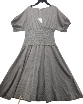 Vestido midi de verano con mangas abullonadas sobrepelliz negro de Calvin Klein para mujer talla 12 D217 Foto 1 de 4