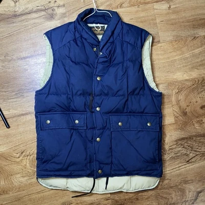 Chaleco Eddie Bauer de Colección Para Hombres Medio Azul Plumón de Ganso Acolchado Exterior Años 70 Foto 1 de 4