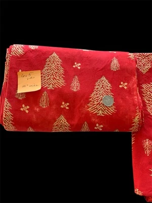 2 Piezas Novedad Estilizado Dorado Árbol de Navidad Patrón 8.5 Yardas IVA Teñido Foto 1 de 2