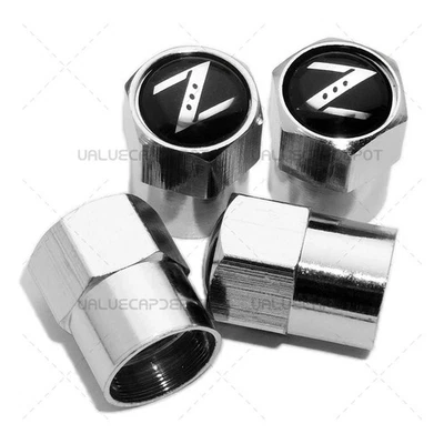 Compatible with Nissan Z 4Pcs Tire Valve Stem Caps Silver Anodized Aluminum Set - Image 1 of 4