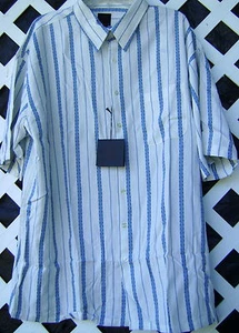 NUEVA CON ETIQUETAS CAMISA GRANDE Y ALTA DE SQ WEAR 2x o 3x $80 + valor RAYAS AZULES ropa de oficina - Imagen 1 de 4