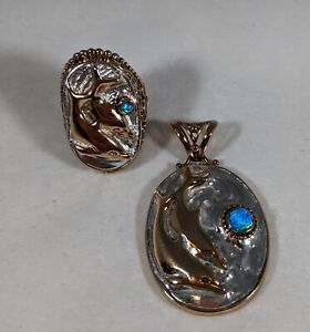 Sajen NWOT Jumping Dolphins Ring Size 8 & Pendant for Necklace Set Statement 