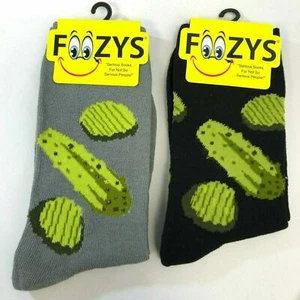 Pickle Dill Kosher Salty Sweet Sour Cucumber Food Foozys Socks 2 Pair Women's - Picture 1 of 4