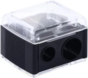 Black Double Holes Pencil Sharpener 1PC Cosmetic Pencil Sharpener Makeup Penc... - Picture 1 of 7