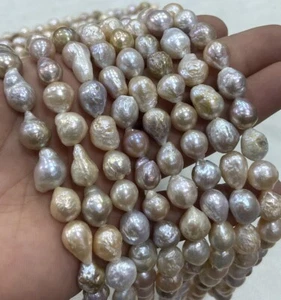 12-14mm Natural Multi-Color Reborn Keshi Baroque Pearl Loose Beads 15'' - Picture 1 of 4