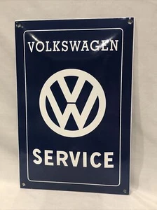 Vintage Style Volkswagen VW Dealer service Auto Porcelain Convex Sign Beetle Van - Picture 1 of 7