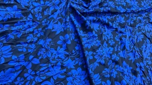 Flores Azul Fondo Estampado Nylon Spandex Sensación Sedosa Súper - Imagen 1 de 1