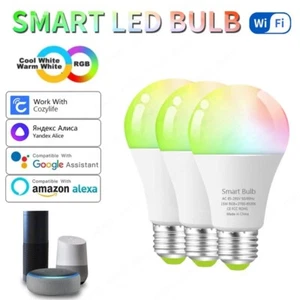 Smart Bulb LED Light RGB Alexa Google E27 WiFi Dimmable Home Lamp Color for 15W - Picture 1 of 8