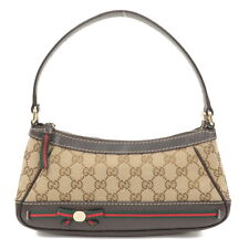 Auth GUCCI Sherry Shoulder Hand Bag Beige GG Canvas Leather 269893 Used