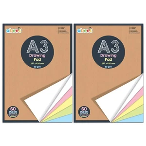 A3 Drawing Pad - White & Coloured Paper - Available as 2 Pack or 4 Pack - 60gsm - Picture 1 of 17