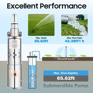 180W DC 12V Solar Water Pump Submersible Bore Hole Deep Well Pump Farm Ranch - Picture 1 of 15