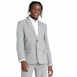New NAUTICA Big Boys Formal Gray Heather Poplin Suit Jacket Blazer 14R - Picture 1 of 11