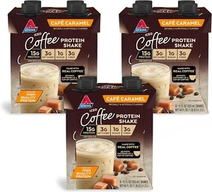 Atkins Café Caramel Iced Coffee Protein Shake, Keto Freindly, 11 once, confezione da 12 - Foto 1 di 8