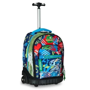 Zaino Trolley 2 Ruote Mitama Run Scuola Blu e Verde Rex Doppio Scomparto - Imagen 1 de 4