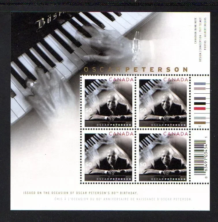 CANADA - SOUVENIR SHEET - SCOTT 2118a - Oscar Peterson - MNH - Image 1 of 1