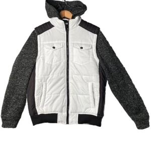 Hard Edge Puffer Coat Men’s Medium White /Black Lined With Hood And Pockets - Bild 1 von 8