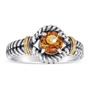 Anillo de oro y plata esterlina de 14 quilates con citrino - Imagen 1 de 1