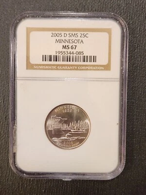 2005 D Quarter SMS 25c Minnesota MS-67 NGC Graded sealed - Image 1 of 2
