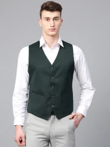 Mens Suit Vests Green Waistcoat Vest Man Jacket V neck Slim Fit Wedding casual - Picture 1 of 6