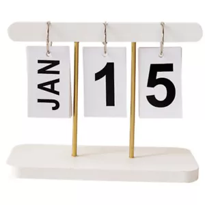 Metal Flip Perpetual Calendar Desk Date Display Desktop Countertop - Picture 1 of 12