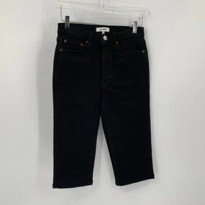 Re/Done Icon Heritage Silhouette cropped straight leg black denim jeans new 28 - Picture 1 of 4
