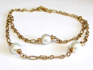 DAVID YURMAN 18K SOLID GOLD FIGARO CHAIN SOUTH SEA PEARL NECKLACE 16" - Picture 1 of 3