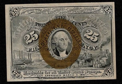 Fr. 1288 25c Second Issue Crisp Unc High Grade with Surcharge 18-63 and 2 (EE) - Image 1 of 2