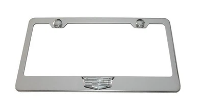 3D Cadillac Crest Emblem Stainless Steel License Plate Frame Rust Free W/ Cap - Image 1 of 4