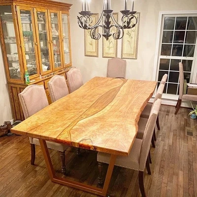 Acacia Wood Epoxy Resin Center Dining Table Live Edge Hallway Furniture Handmade - Image 1 of 4