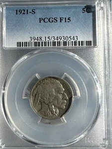 1921-S buffalo nickel PCGS F15. - Picture 1 of 2