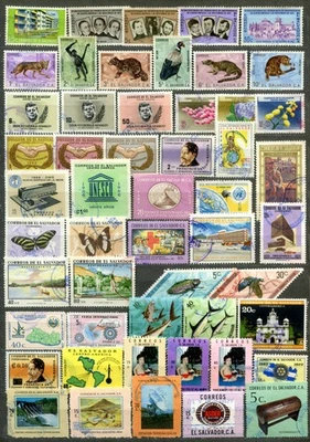 EL SALVADOR POSTAGE STAMP LOT 1960-1982  80 All Different Used (Check 2 scans) - Image 1 of 2
