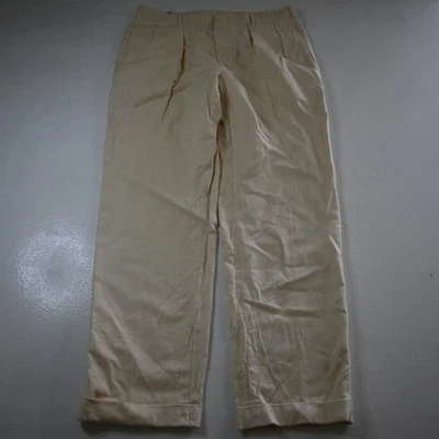 Брюки Harold Powell 34x32 бежевые цвета слоновой кости в елочку плиссированные с манжетами высокая талия - Изображение 1 из 4